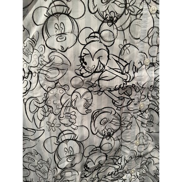 NWT Disney Parks Mickey and Minnie Mouse Sketch Button Down Shirt for Women XL - Picture 2 of 3